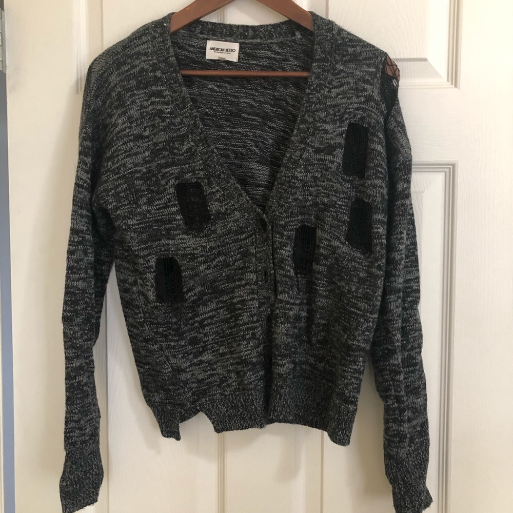 American retro edgy chain mail cardigan